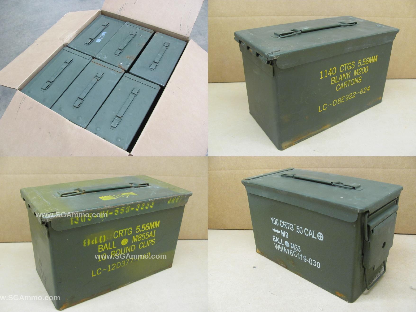 12 Pack of Emptied Used 50 Cal M2A1 or M2A2 Type Ammo cans - Mixed Condition - Read Description